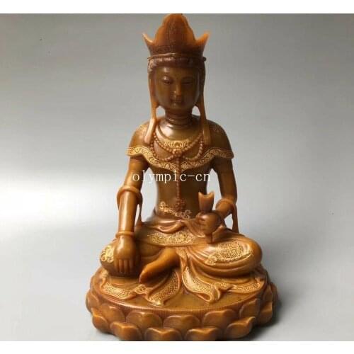 11'' natural gemstone chinese Shoushan stone carvings buddha Avalokitesvara