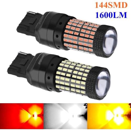 2PCS T20 W21W 7440 WY21W Super Bright 1600lm LED Car Tail Brake Bulb Auto Backup Reverse Lamp Turn Signals Daytime Running Light