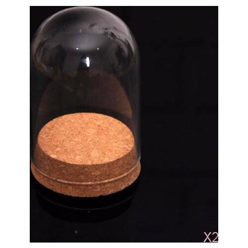 2Pcs DIY Cratf Glass Dome Shade Cover Shield Wooden Cork Base Home Room Decorative Ornament Landscape