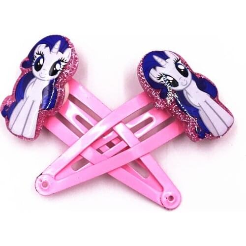 2Pcs Cartoon Lovely Unicorn Horse Pony Icon Children Metal Barrette Resin Hair Clip BB Hairpin Head wear Hair Accessories Gifts