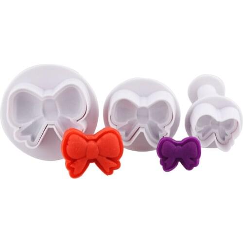 3Pcs/Sets DIY Home Bow Knot Bakeware Flower Plunger Cutter Molds 3pcs/set Embossed Stamp For Fondant Cake Cookie Decorating Tool