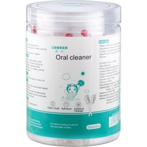30 Pcs/Box Baby Tongue Cleaner Disposable Gauze Toothbrush Paper Rod Infant Oral Cleaning Brush Stick Dental Care