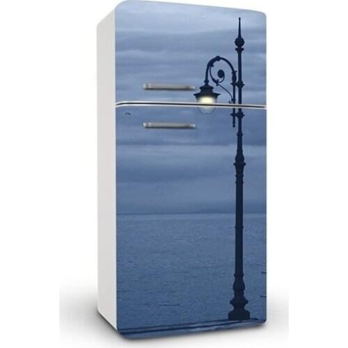 3D Seaside Street light SelfAdhesive Refrigerator Sticker Fridge Door Cover Kids Wallpaper 60x150cm 60x180cm 100x180cm