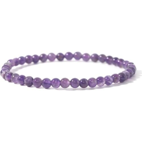 4MM Mini Purple beads Bracele Energy Bracelets Tiny Bracelet Natural Stone Statement Bracelet Charm Beaded Couples Bracelets