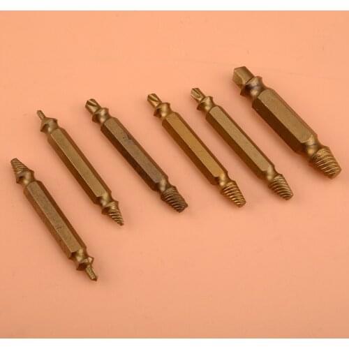 6Pcs Speed Out Damaged Broken Screw Bolt Extractor Remover Drill Bits Tool Set fit for Grinding Sanding Rotary Tools