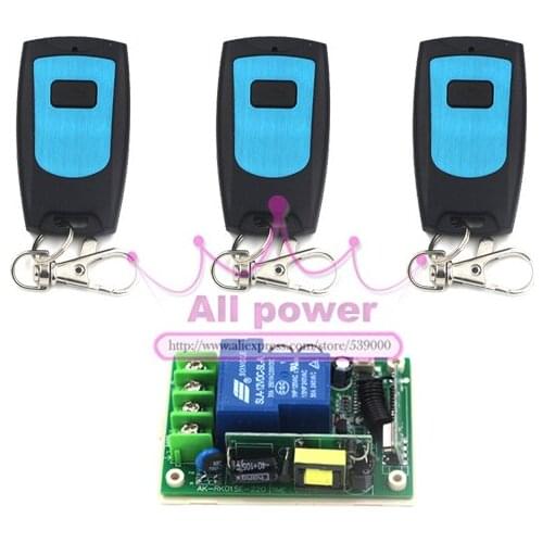AC 85V 110V 250V 10A 1 CH 220V RF Wireless Remote Switch Receiver & 3 Transmitter Switch Wireless 10A Momenrary Toggle Latched