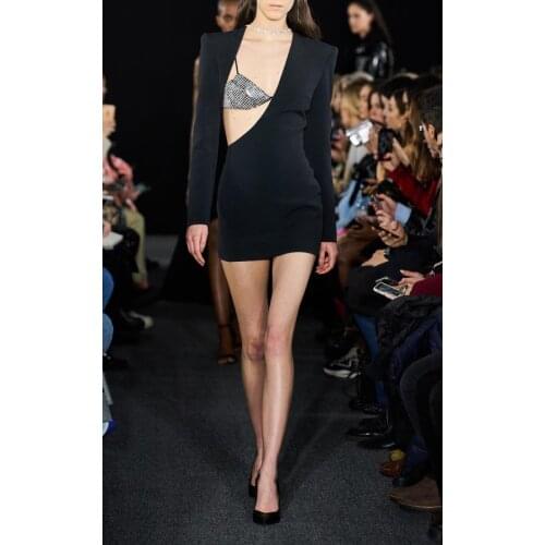 Babatique 2021 New Fashion Long Sleeve Bandage Dress Sexy Hollow Bodycon Club Black Celebrity Evening Party Dresses Vestido