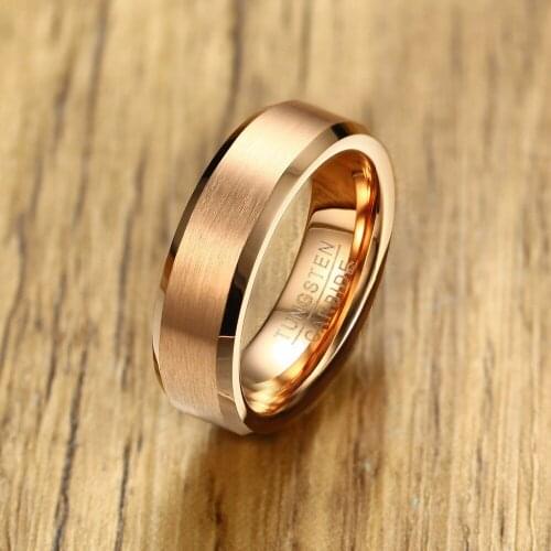 Free Engraving 6mm Beautiful Rose Gold Wedding Band Comfort Fit Brushed Tungsten Carbide Ring with Polished Inside