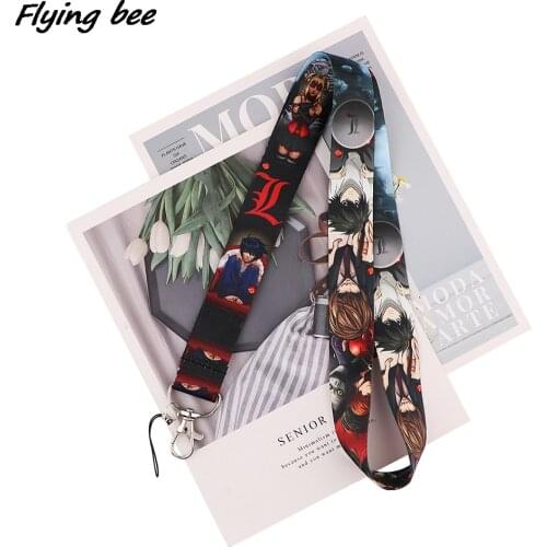 Flyingbee Death Note Cartoon Key Chain Lanyard Gifts For Child Students Friends Phone USB Badge Holder Necklace X2018