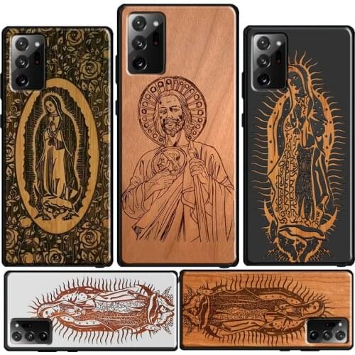 Guadalupe San Judas Wood Case For Samsung Galaxy Note 20 Ultra S9 S8 S20 Plus S10 Lite Note 10 Plus Note 8 9 S10e