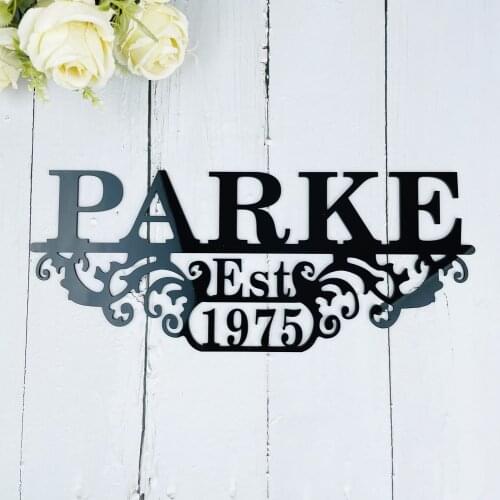 Custom Last Name Est Year Established Wood Sign Monogram Door Wall Decor Personalized Name Acrylic Sign Wedding Anniversary Gift