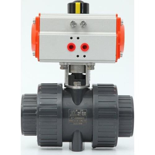 DN20 UPVC pneumatic ball valve MQ / Q621F-10U Corrosion-resistant industrial plastic ball valve