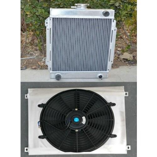 3 Row Aluminum Radiator & Shroud &FAN For DATSUN 1200 B110 A12/T MT 1970-1976 1970 1971 1972 1973 1974 1975 1976