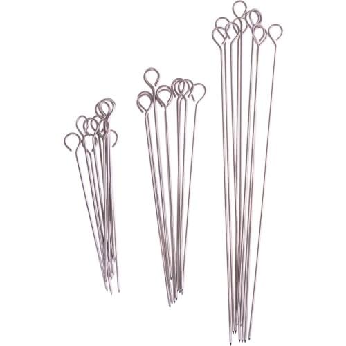10pcs Stainless Steel BBQ Needle Barbeque Skewers Outdoor Camping Picnic Meat Goose Round Roast Skewers Stick Kitchen Utensils