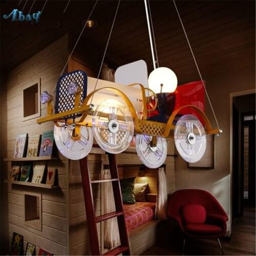 Creative Child Classic Car Shape Pendant Lights for Children Bedroom Study Prince House Cartoon Hanging Lamp Light Fixture Led
