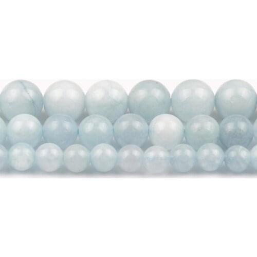 AA Natural Stone Beryls Round Beads for Jewelry Making DIY Handmade Bracelet Necklace Accessories 6 8 10mm Aquamarines Beads15