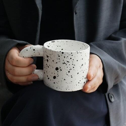 Nordic Fat Handle Mug Personalized Ink Stained Coffee Cups Porcelain Kitchen Office Drink Water Milk Tea Cup Unique Gifts