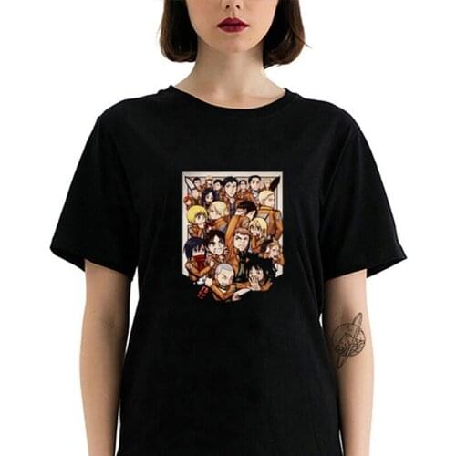 Summer Fashion Womens T Shirt Japan Manga Attack on Titan Printed Tops Eren Jaeger Japan Anime Cotton Loose O Neck Harajuku Tee