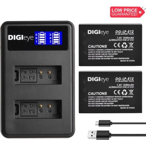 LP-E12 E12 Battery 2 Pack and Dual Usb Charger Compatible with Canon Rebel SL1, EOS-M, EOS M2, EOS M10, EOS M50, EOS M100
