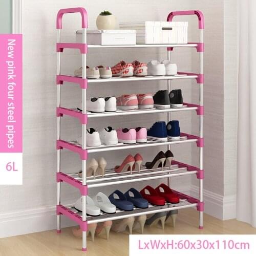 DIY Metal Shoe Rack Reinforced Steel Tube Frame Shoe Shelves Space Saving Stand Holder Living Room Furniture Shoe Rack Organizer