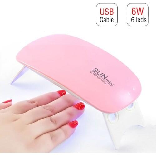 6W Mini LED Lamp Nail Dryer for UV Gel Nail Polish Drying Nail Lamp USB Cable Home Use UV LED Lamp for Manicure Salon Tool