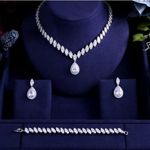 Fashion AAA Red Cubic Zircon Wedding Bridal Jewelry Sets ,Earrings Necklace Bracelet Full Set,Promotion, Factory price