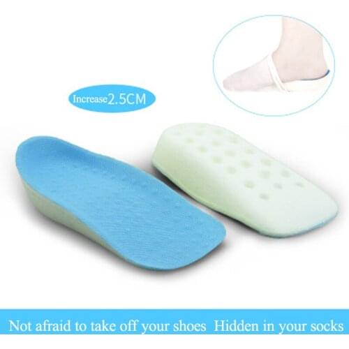 Women PU Heightening Half Insoles Invisible Soft Non-slip Breathable Mesh High Elasticity Increase Height Half Insoles