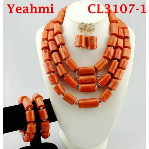 Nigerian Wedding African Coral Beads Jewelry Set African Costume Jewelry Sets Coral Beads Free Shipping CL3107-1