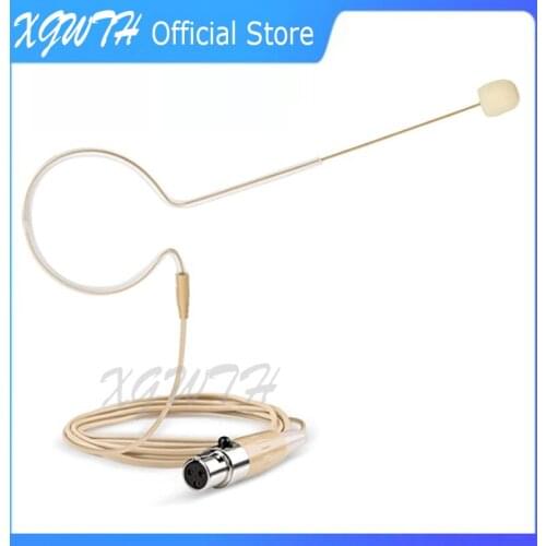 Single Ear Earset Hanging Headset Microphone Condenser Omnidirectional Mic for AKG Samson Wireless System Bodypack 3pin XLR TA3F