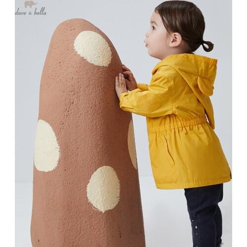 DB18914 dave bella autumn baby unisex fashion cartoon pockets hooded coat children tops infant toddler outerwear