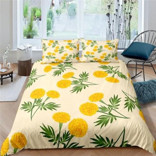 Luxury 3D Beautiful Flowers Printed 2/3Pcs Bedding Set Pastoral Style Duvet Cover Pillowcase Home Textile Queen and King Size