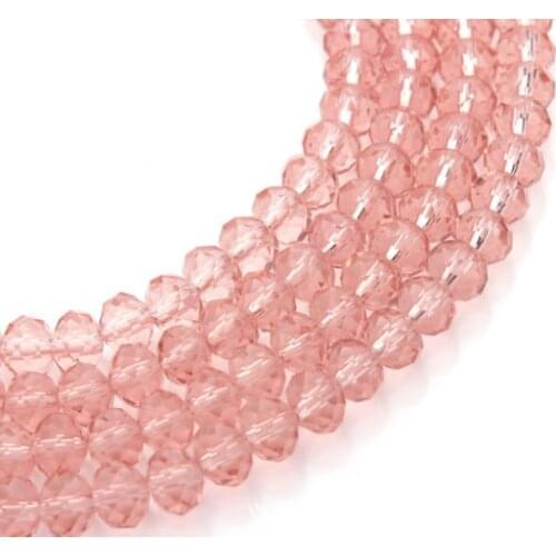 Pink 4/6/8mm Crystal Flat beads Shape Beads Crystal Glass Beads Loose Spacer Round Beads For Jewelry Making