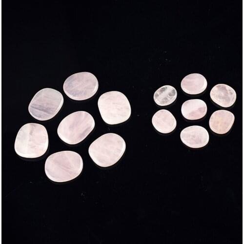 Rose Quartz Crystal 7 pcs Chakra Set Worry Palm Stone Natural Mineral Quartz Slices Reiki Healing Energy Meditation Degauss
