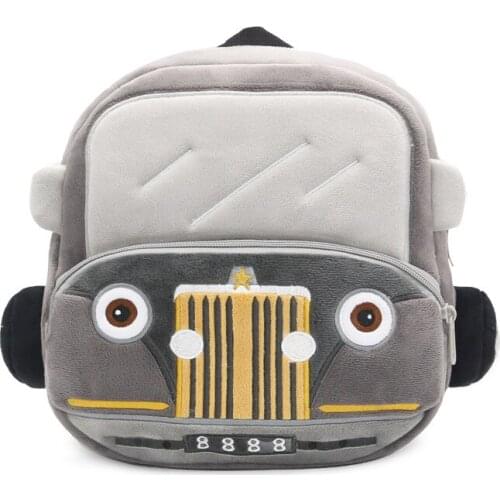 3D Cartoon Plush Car Toy Backpacks Kindergarten Schoolbag Kids Travel Bag Children Plushie School Bags Girls Boys Bookbag