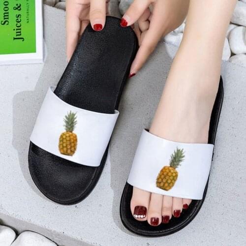 Hot Summer pineapple print pattern slippers Open Toe Flip Flops for Women Kawaii Cool shoes for women 2021