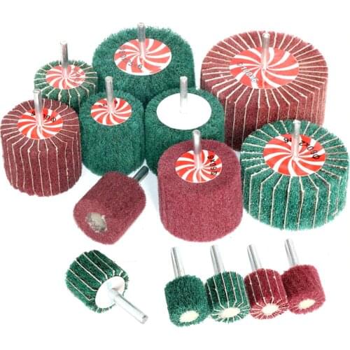 Scouring Pad Grinding Sanding head Non-woven Flap Wheel Mounted Nylon Fiber Polishing Brush Wheel for Drill 6mm Grit 320 180