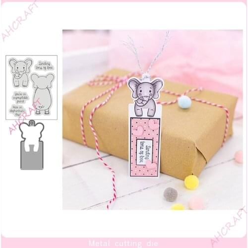 Elephant Stamp and Metal Cutting Dies for DIY Scrapbooking Photo Album Decorative Embossing Paper Card Crafts Die 2021