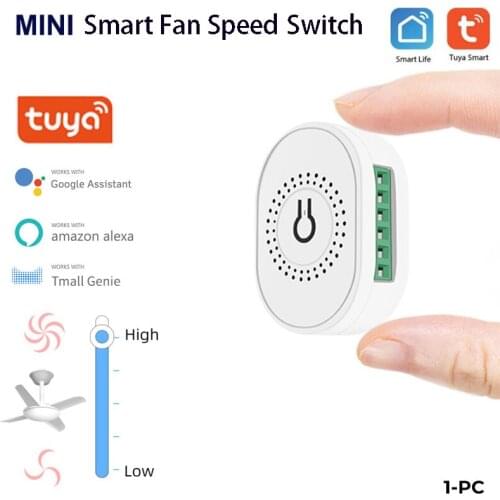 Tuya Wifi Mini DIY Smart Fan Speed Switch Ceiling Fan Controller Smart Life/Tuya APP Remote Control Work With Alexa Google Home