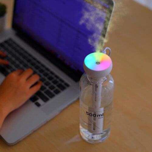 USB Portable Air Humidifier Bottle Aroma Diffuser Cool Mist Maker with Colorful Light for Home Office Car Detachable Humidifier