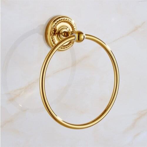 Gold/ Rose Gold Simple Copper Towel Ring Towel Bar Bathroom Hardware Accessories