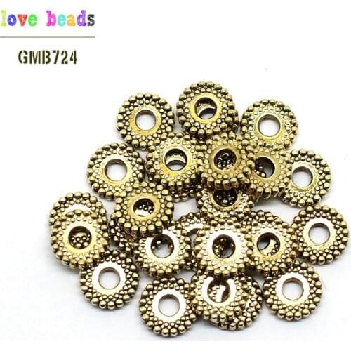 50pcs Spacer Metal Beads Zinc Alloy Antique Gold Round Beads DIY Jewelry Making Accessories 8mm Hole:2mm (w03541)