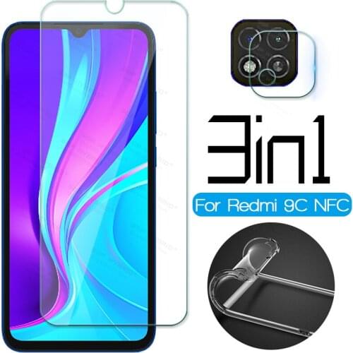 3in1 Screen Protector For Xiaomi Redmi 9c NFC Camera Lens Film Safety Glass For Redmi 9cnfc 9 9a 9 c redmi9c TPU Silicone Case