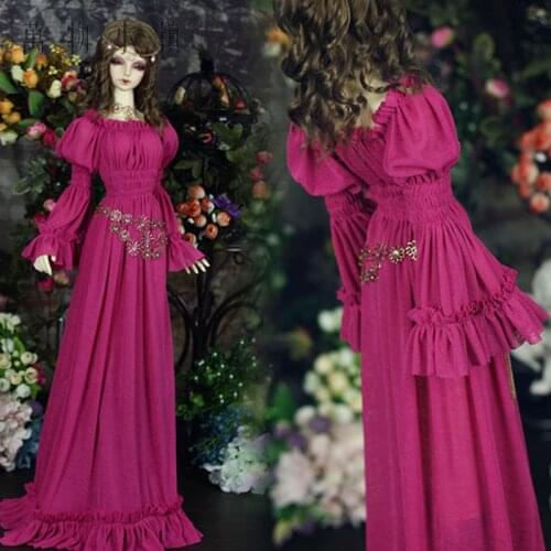 Accept custom Retro Mei powder Long skirt 1/3 1/4 BJD IP DD SD MSD Doll Clothes