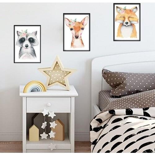 Zollor Cartoon Animal Triptych Wall Sticker Bedroom Living room Office Study Mural Art Creative Decorative Sticker Removable