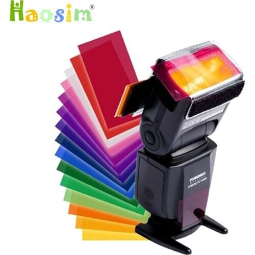 12colors/set color card for Strobist Flash Gel Filter Color Balance with rubber band ,diffuser Lighting