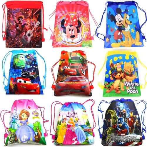 12pcs/lot Non-Woven Backpack Kids Favors Birthday Party Supplies Decoration Drawstring Bags School Bag Shopping bags