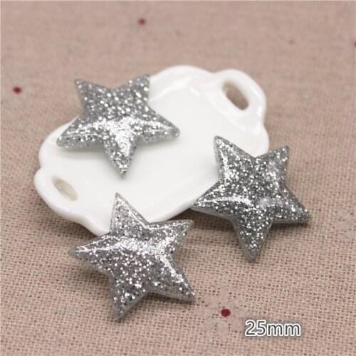 20pcs Cute Glitter Silver Resin Star Flatback Cabochon DIY Jewelry/Craft Home Decoration Accessories,25mm