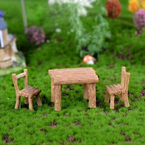 3PCS Micro Landscape Ornament Table Chair Resin Craft Fairy Garden Miniature Terrarium Figurine DIY Waterproof Decoration Kit