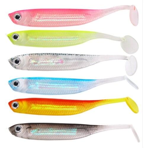 5pcs/lot 2.2g/7cm Fishing Lure Soft Lure For Fishing Shad Fishing Soft Worm Silicone Swimbaits Jig Head Fishing Tackle