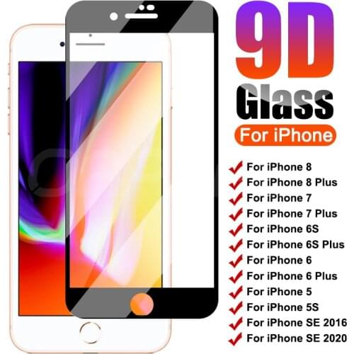 9D Full Cover Protective Glass On For iPhone 8 7 6 6S Plus SE 2020 Screen Protector Tempered Glass iPhone 8 7 6 5 5S SE Glass